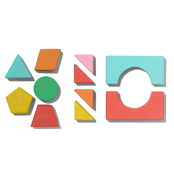 colourful blocks circle, triangles, bridges and rectangles